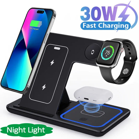 3-in-1 Wireless Charging Station – Phone, AirPods & Watch